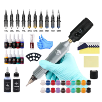 Tattoo Art Set – Wireless Tattoo Machine with Removable 1300mAh Battery, Type-C support – Silver-Black